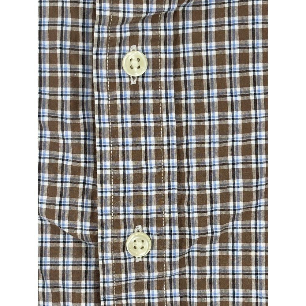 Polo Ralph Lauren Plaid Button Front Shirt Brown Blue Small Cotton Stretch - Picture 6 of 11
